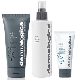 Dermalogica Active Clay Cleanser 150ml, Multi-Active Toner 250ml & Active Moist 100ml Pack