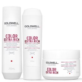 Goldwell Dual Senses Color Brilliance Extra Rich Shampoo 250ml, Conditioner, 60 Second Treatment 200ml Pack