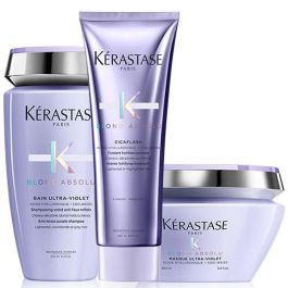 Kérastase Blond Absolu Bain Ultra-Violet 250ml, Cicaflash Conditioner 250ml & Masque Ultra-Violet 200ml Pack