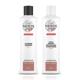 Nioxin System 3 Cleanser Shampoo 300ml and Scalp Therapy Revitalizing Conditioner 300ml for Coloured Hair with Light Thinning Duo
