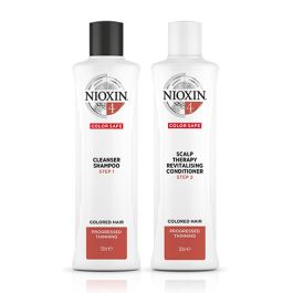 Nioxin System 4 Cleanser Shampoo 300ml and Scalp Therapy Revitalizing Conditioner 300ml for Coloured Hair with Progressed Thinning Duo