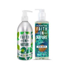 Faith In Nature Coconut Hand Wash 400ml & Aluminium Bottle 450ml Duo