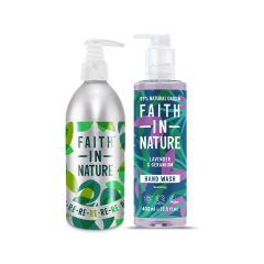 Faith In Nature Lavender Hand Wash & Geranium 400ml & Aluminium Bottle 450ml Duo