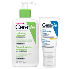 CeraVe Hydrating Cleanser 236ml & AM Facial Moisturising Lotion SPF 25 52ml Duo