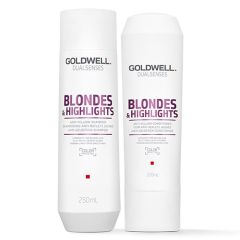 Goldwell Dual Senses Blonde & Highlights Anti-Yellow Shampoo 250ml and Conditioner 200ml Duo