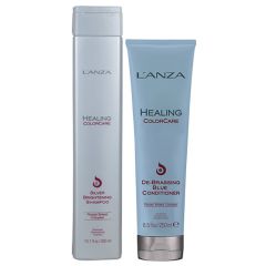 L'ANZA Healing Colorcare Silver Brightening Shampoo 300ml & ColorCare Blue De-Brassing Conditioner 250ml Duo