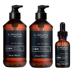 L'ANZA CBD Revive Shampoo 263ml, Conditioner 263ml & Soothing Serum 30ml Pack