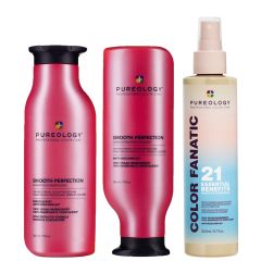 Pureology Smooth Perfection Shampoo 266ml, Smooth Perfection Conditioner 266ml & Color Fanatic Multi-Tasking Spray 200ml Pack