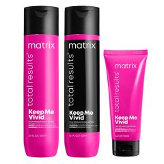 Matrix Total Results Keep Me Vivid Colour Enhancing Shampoo, Conditioner and Leave In Velvetizer Pack for High Maintenance Coloured Hair