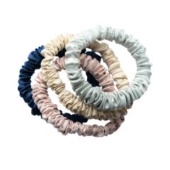 Liv Lindley Mulberry Silk Skinny Scrunchies Set of 4 - More Colours Available