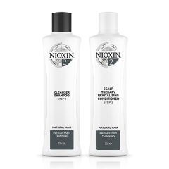 Nioxin System 2 Cleanser Shampoo 300ml and Scalp Therapy Revitalizing Conditioner 300ml for Natural Hair with Progressed Thinning Duo