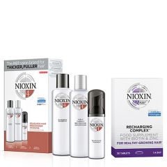 Nioxin 3-Part System Kit 4 for Colored Hair with Progressed Thinning Plus Recharging Supplements