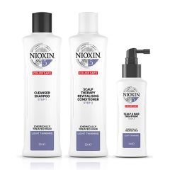 Nioxin System 5 Shampoo 300ml, Therapy Revitalizing Conditioner 300ml and Scalp & Hair Treatment 100ml for Chemically-Treated Hair with Light Thinning Pack
