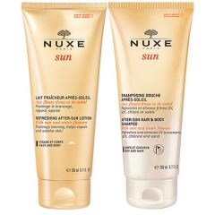 NUXE Refreshing After Sun Lotion for Face & Body 200ml & After Sun Hair & Body Shampoo Duo
