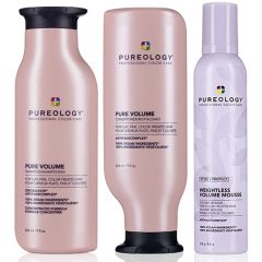Pureology Pure Volume Shampoo 266ml, Conditioner 266ml & Weightless Volume Mousse 290ml Pack