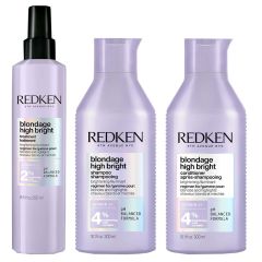 Redken Blondage High Bright Shampoo 300ml, Conditioner 300ml and Treatment 250ml Pack 