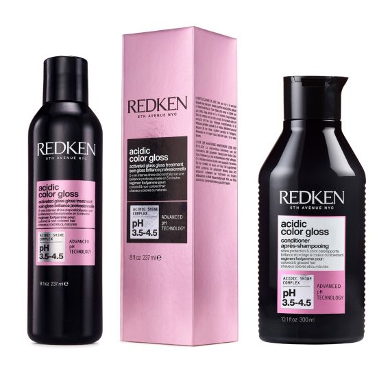 Redken Acidic Color Gloss Activated Glass Gloss Treatment 237ml and Conditioner 300ml for Glass-Like Shine