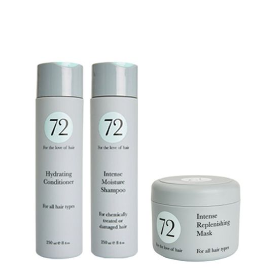 72 Hair Intense Moisture Shampoo, Hydrating Conditioner & Mask Pack