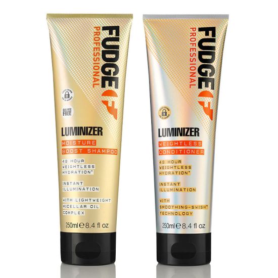 Fudge Luminizer Moisture-Boosting Shine-Enhancing Strengthening Shampoo 250ml and Conditioner 250ml Duo 