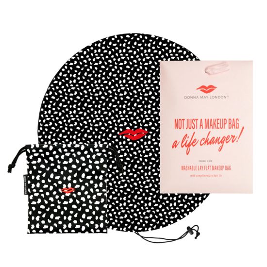 Donna May Black & White Print Drawstring Makeup Bag