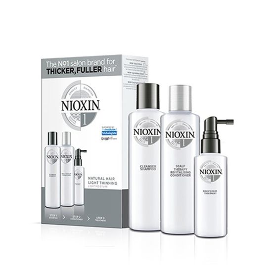 Nioxin 3-Part System Kit 1 for Natural Hair with Light Thinning 