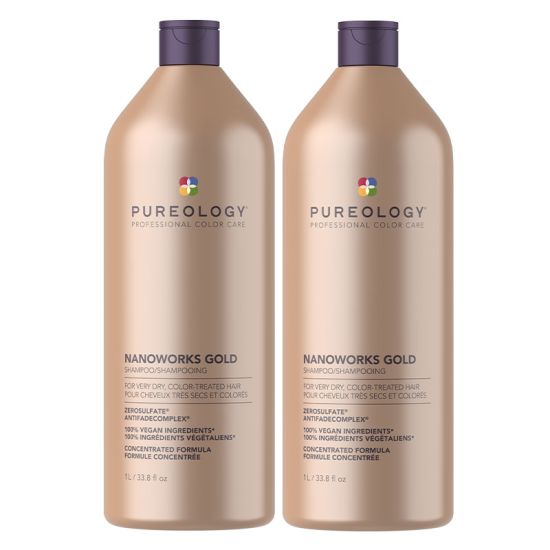 Pureology Nanoworks Gold Shampoo 1000ml Supersize Double Pack Worth £158