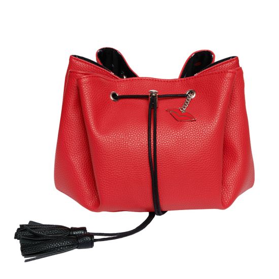 Donna May Red Faux Leather Lay Flat Makeup Bag