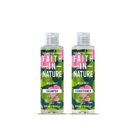 Faith In Nature Wild Rose Shampoo 300ml & Wild Rose Conditioner 300ml Duo
